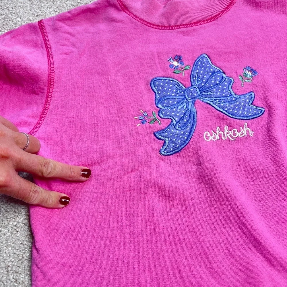Vintage OshKosh B’Gosh Pink Bow Embroidered Sweater 5